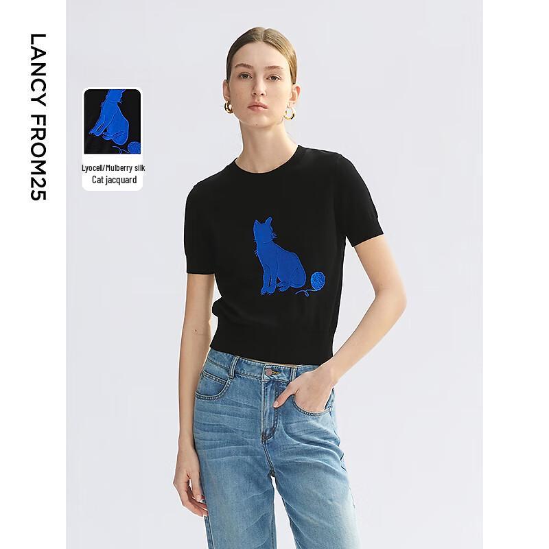 

LANCY Shiyue Lyocell Blend Short Sleeve Knit Top L