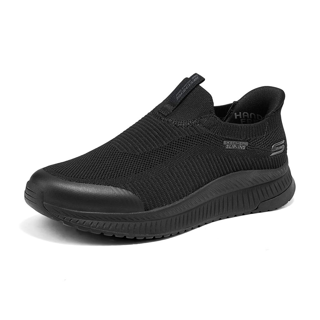 Skechers Bobs Mens Summer Breathable Comfortable Hiking Sports Black Warrior Slip-On Shoes Low-Top Walking Shoes Men Sneaker 118415-BBK
