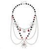 Accessories, Design Double-Layer Beaded Tassel Exaggerated Love Peach Heart Pendant Necklace Female Versatile