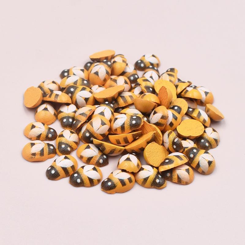 

100PCS Wooden Bee Tiny Embellishments Self Adhesive Yellow Painted Flatback Bee Stickers for DIY Craft Project Scrapbooking 13x9mm