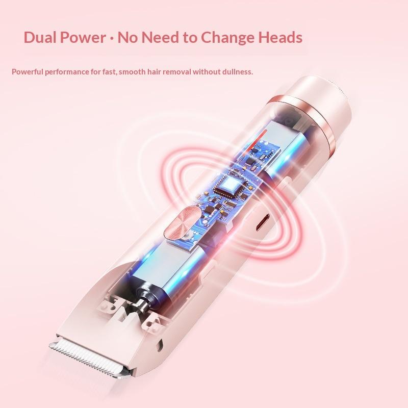Women'S Bikini Trimmer, Electric Shaver, Dual Head Electric Razor, Two-In-One Women'S Body Shaver Waterproof Wet
