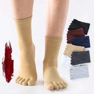 Men's Four-Season Split-Toe Cotton-Blend Mid-Tube Socks: Breathable, Sweat-Absorbent, Casual or Business Wear