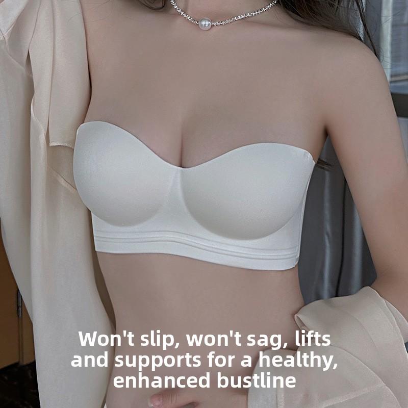 Reggiseno Senza Cuciture a Coppa Mezza, Colore Unico, Pesca, Push Up, Anti-Caduta, Supporto Senza Ferretto, Lingerie da Donna