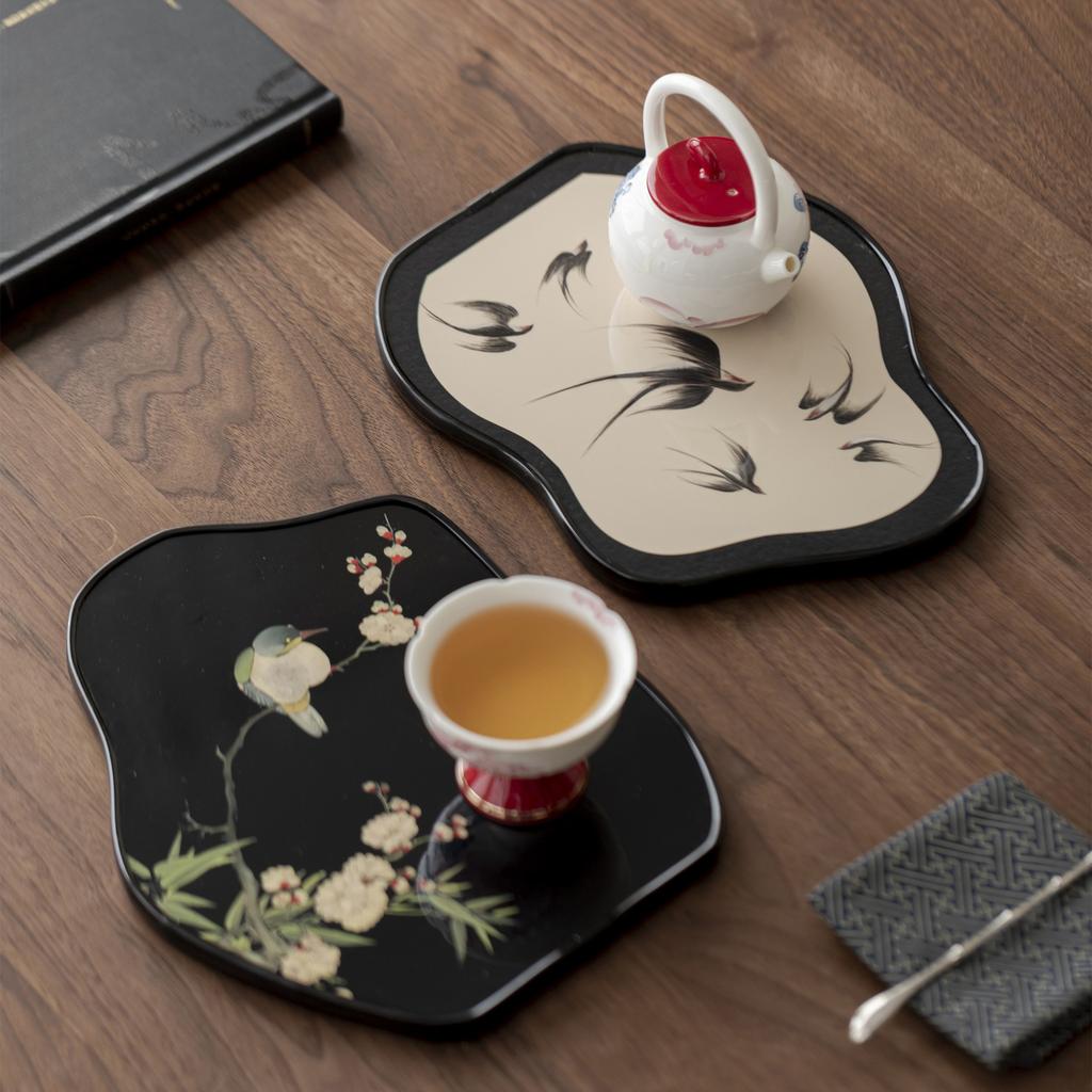 Chinesische Teeschale Gongfu Teegeschirr Unregelmäßige Trockenbrühplatte Vintage Minimalistischer Teetisch Aufbewahrungsschale