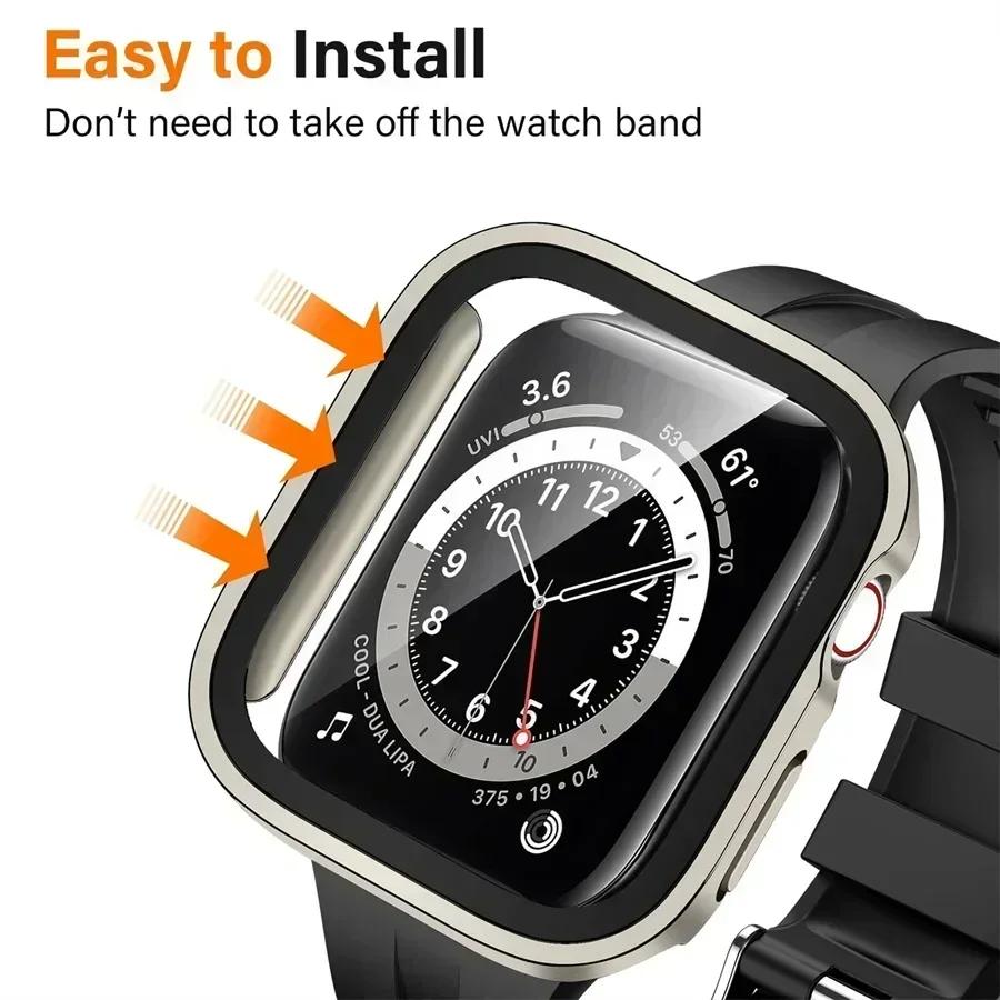 Tempered Glass Cover for Apple Watch Case 46mm 42mm 45mm 41-44-40mm Screen Protector Series 10 7 8 9 SE 5 6 4 IWatch Accessories