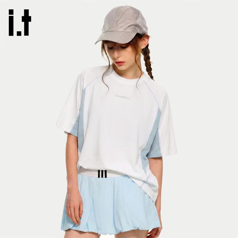 GROUND ZERO Unisex Color Block Splicing Short Sleeve T-Shirt L