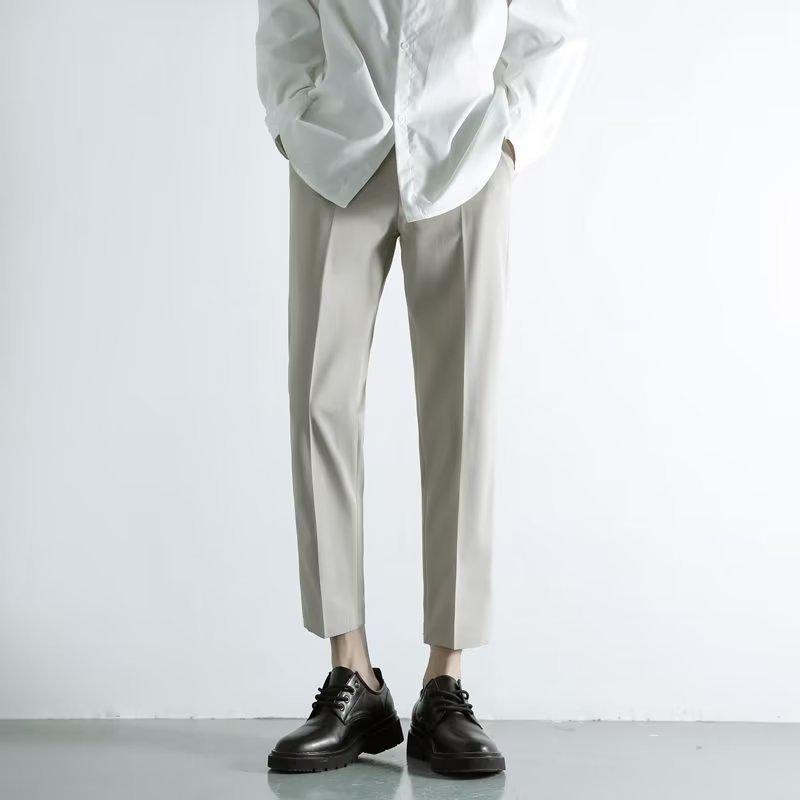 Men's Casual Slim-Fit Drape Nine-Point Suit Pants