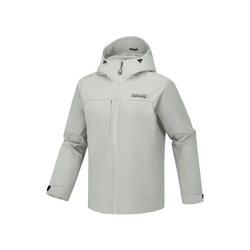 Skechers Comfortable Long Sleeve Hooded Jacket Men jackets Moon-Gray P226M136-00MV S