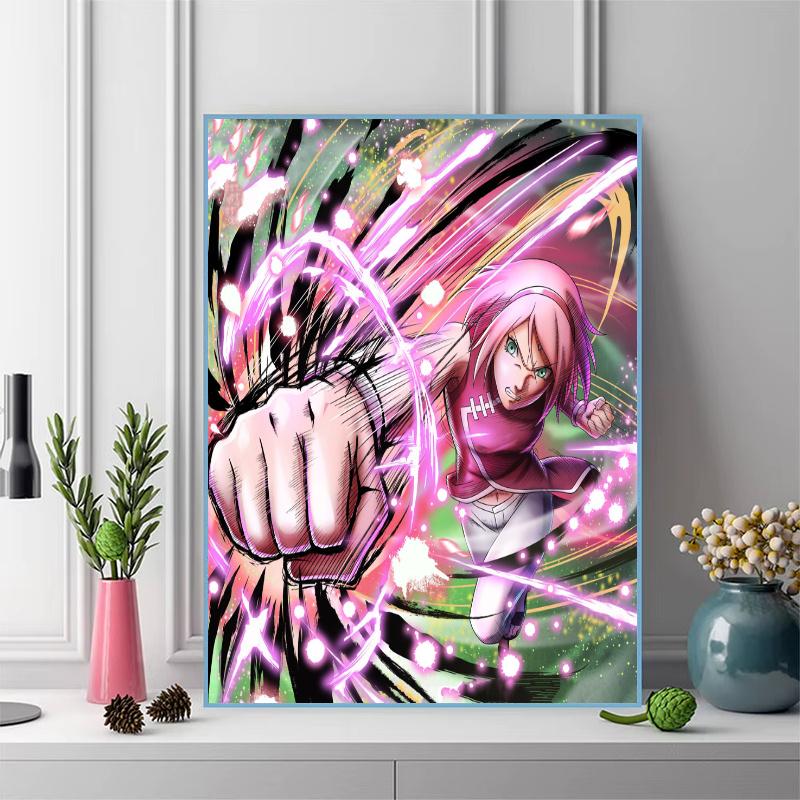 Sakura Haruno cartoon Pattern  3pcs 100% Round Full Drill 5D DIY Diamond Painting Embroidery Cross Stitch Rhinestone Décor