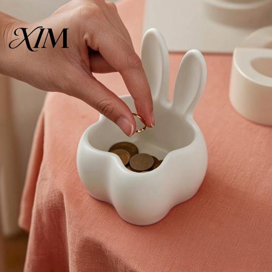 Healing Desk Accessories 3D Printed Rabbit Storage Organizer, Cute Bunny Ears Desktop Container for Decorative Ornament Keys Jewelry, Plastic