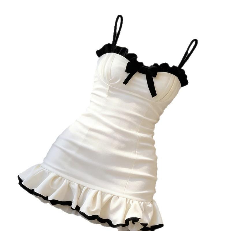 Suspender Dress Female Sweet Hottie Slim Fungus Lace Hip Skirt Summer New White Niche Sexy