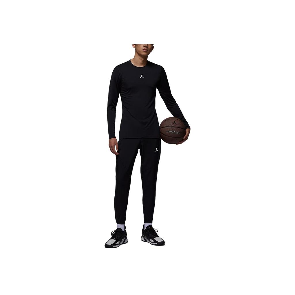 Jordan Sport Dri-FIT Unifarben Einfach Bequem Langarm Schnelltrocknend T-Shirt Herren Oberteile Schwarz Weiß HQ8684-010