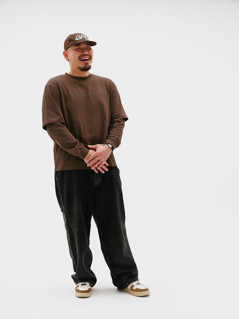 Ipiti Studded Logo Layered Long Sleeve (Brown)