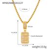 Minimalist Letter Inlaid Diamond Copper Pendant Necklace with Long Box Chain in Gold-Plated Titanium Steel