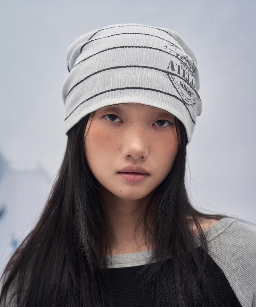SOMSOC Jane Stripe Reversible Beanie_White