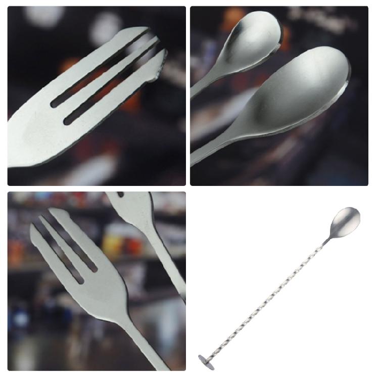Durable 304 Stainless Steel Cocktails Spoon Double Ended Mixing Tool Polished Finish For Professional And Home Bartending