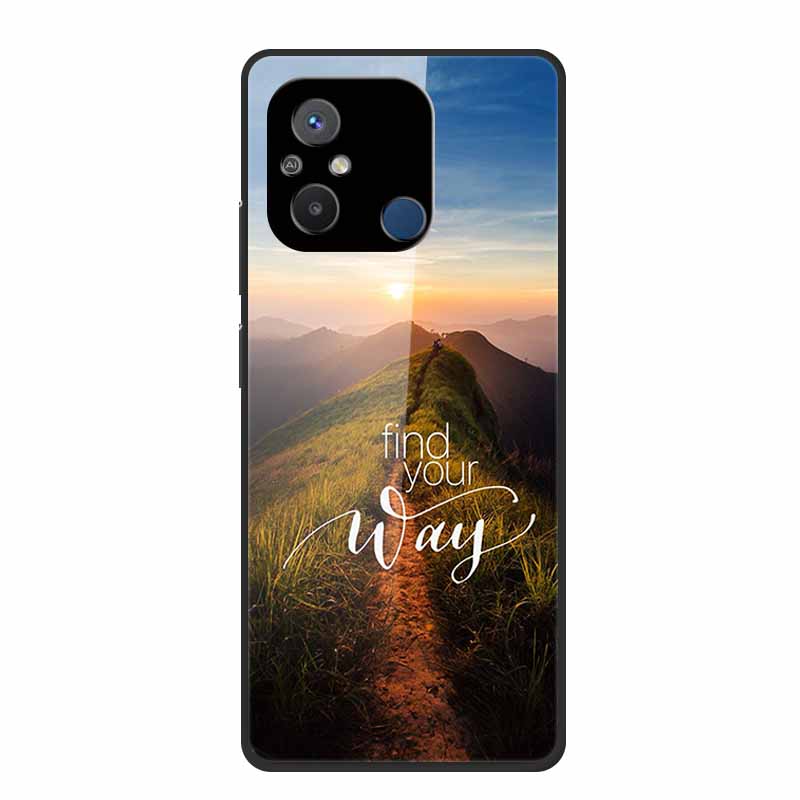 Gehärtetes Glas Case für Redmi 12C Rückabdeckung Hartschalen Case für Xiaomi Redmi 12C 4G Handyhülle Redmi12C Fundas 22120RN86G Cooler Stoßfänger