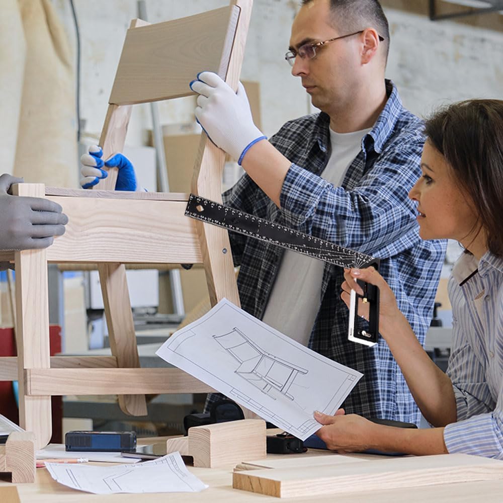 Riglă de măsurare cu unghi multiplu Instrument de măsurare Unghi combinat universal 4590 grade Riglă pătrată multifuncțională Măsurare precisă pentru desen