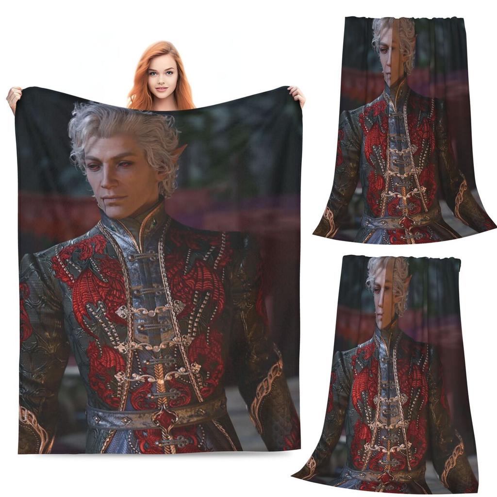 Baldur's Gate 3 Astarion Vampir Charakter Decke Weich Warm Flanell Überwurfdecke Bettwäsche für Bett Wohnzimmer Reise Zuhause Sofa