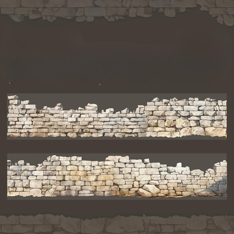 1Roll Tape Stone Wall Texture One Fine Day Priming Collage European Path Series Handbook Priming DIY Scrapbook Cut 40mm*2m