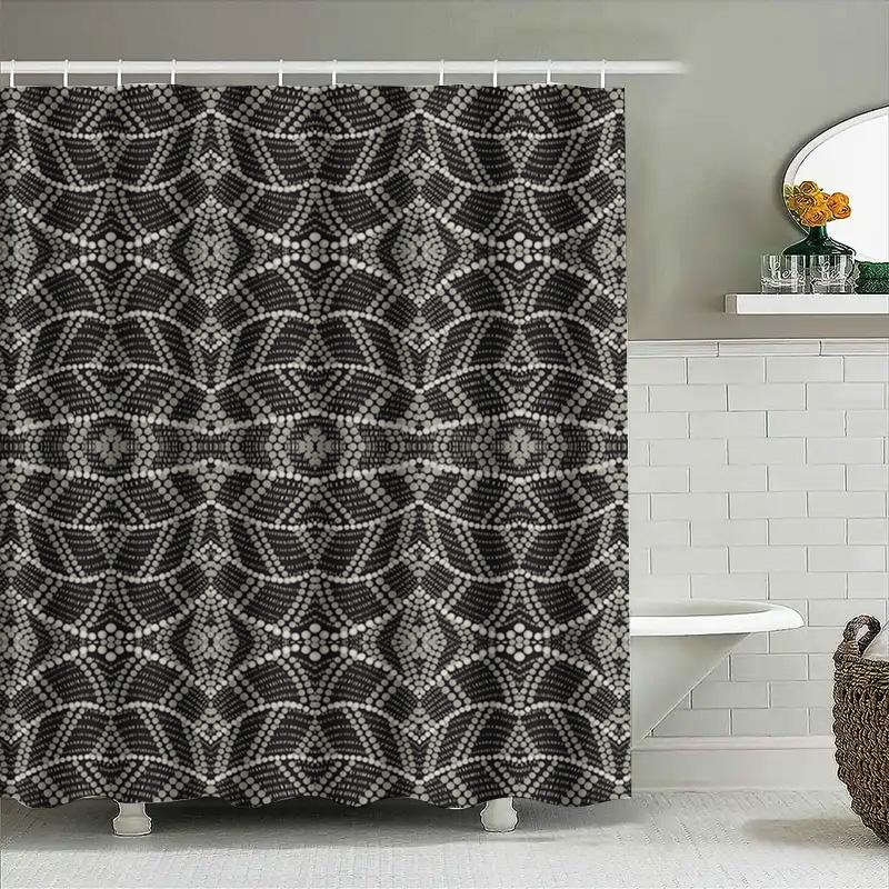Modern Bath Shower Curtain With Black White Geometric Pattern Decorative Fabric Waterproof Rainproof Shower Panels Home Supplies