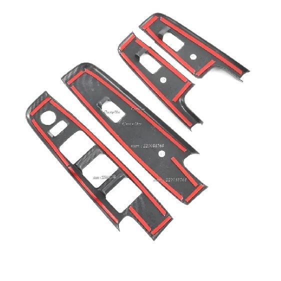 LHD RHD For Isuzu D-MAX DMAX MU-X MuX -2024 Carbon Fiber Window Lift Switch Cover Trim ide Door Armrest Frame Car Styling