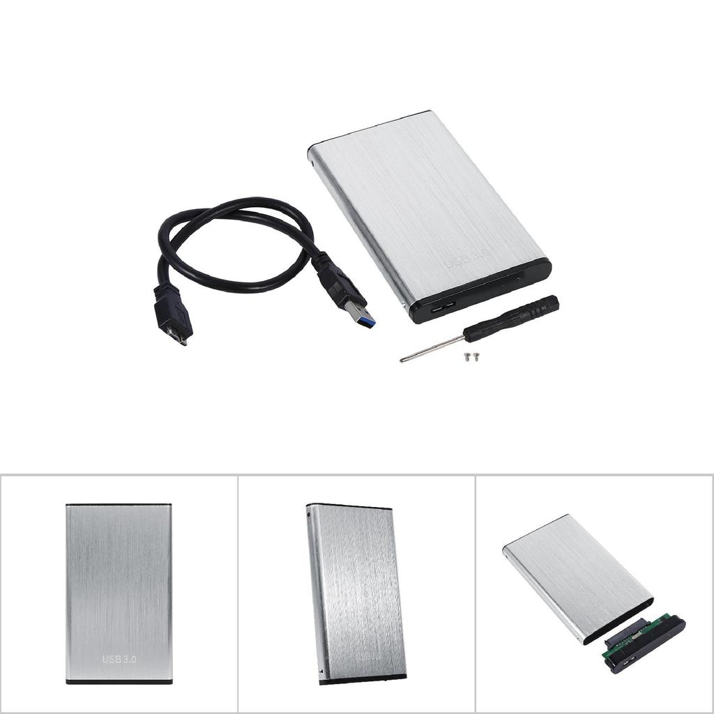 USB 3.0 til 2.5" SATA 3.0 HDD-kabinett Eksternt Verktøyfritt Kabinett for SSD Harddisk Sølv (Ikke Inclube-harddisk)