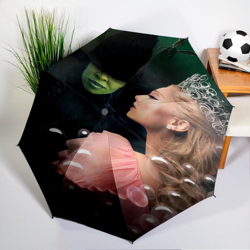 Magic Witch And Friendship Umbrella Folding Umbrella, Automatic Umbrella 8-Frame for Travel, Camping Use Gift for Halloween Christmas