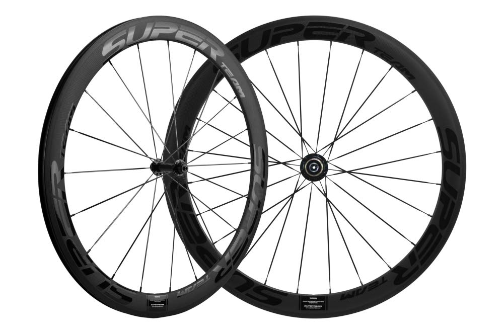 Superteam Carbon Laufräder 50mm Drahtreifen 700c Fahrradlaufräder (Helles Schwarz) - 1 Paar