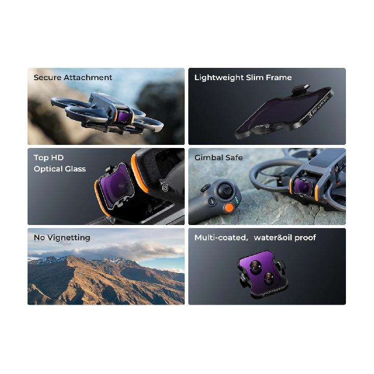 K&F CONCEPT Filter Set for DJI Avata 2 Filter UV/CPL/ND8/ND16/ND32/ND64 Multi-Layer Coated Drone Lens Camera Filters Accessories