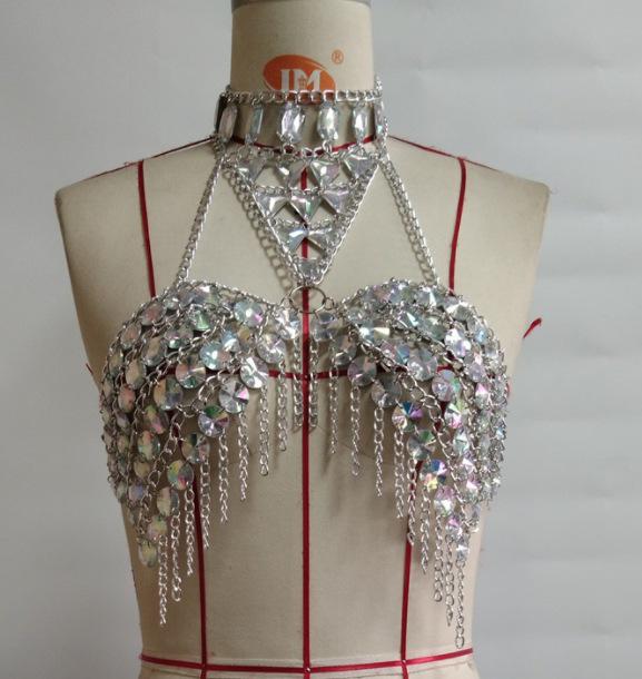 

Женская многослойная металлическая цепочка на талию с кисточками и сексуальный комплект бикини с открытой спиной One Size