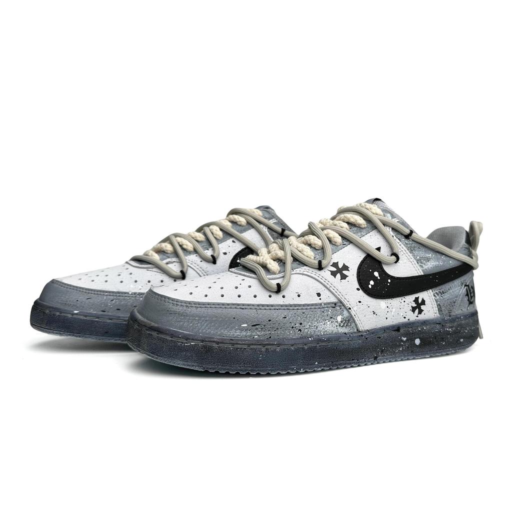 Nike Zapatillas de Skate Court Vision 1 Caña Baja para Hombre Gris Negro DH2987-101(Team87-)