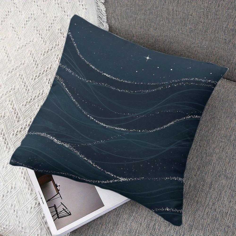 Starry Night Waves Square Jacquard Pillow Cover for Sofa Office Waist Cushion Cover Home Decorative Pillowcase