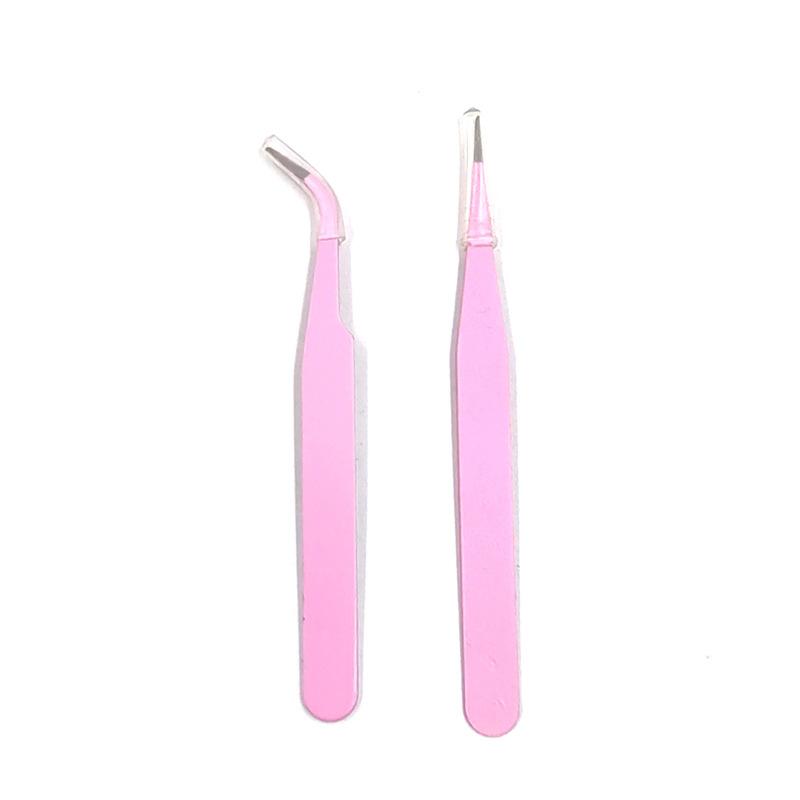 DIY Colored Pointed Elbow Clip Macaron Pink Hand Ledger Tweezers Stainless Steel Sticker Glue Tweezers