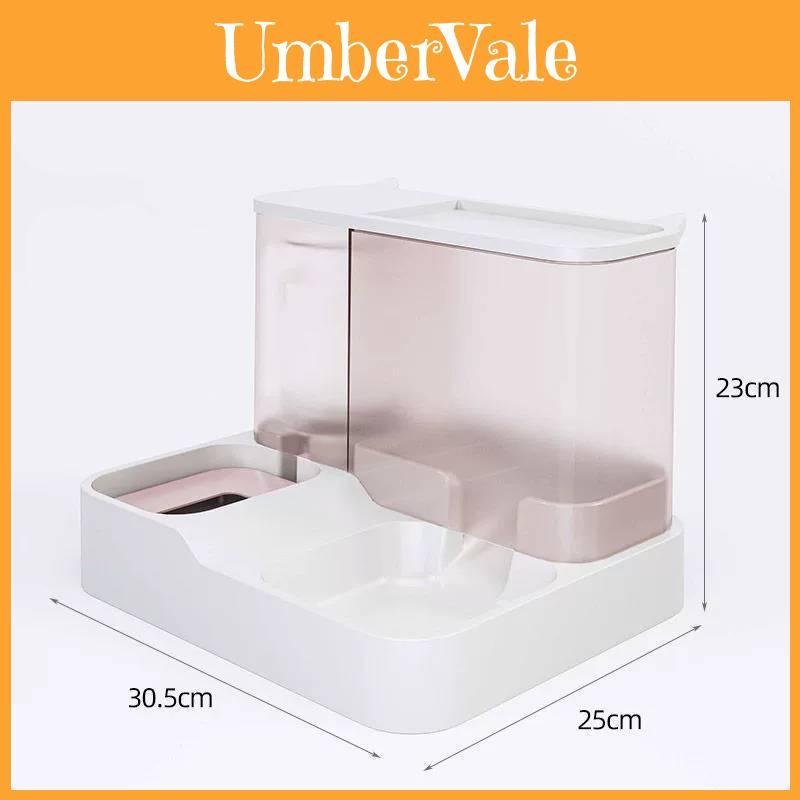 Large Capacity Pet Automatic Feeder Water Dispenser Set Plastic Material Blue/pink/grey