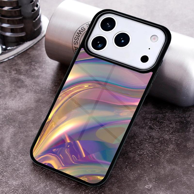 Holographic Iridescence Phone Case for iPhone 17 16 15 Pro Max Air 14 13 12 11 Plus Shockproof Cover