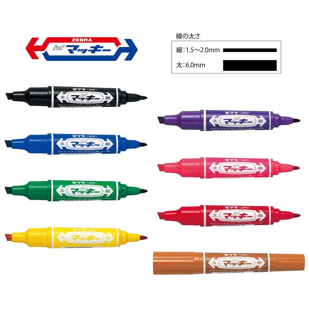 Zebra 8 Hi-Mackie Oil-Based Pen, Colors, MC-8C