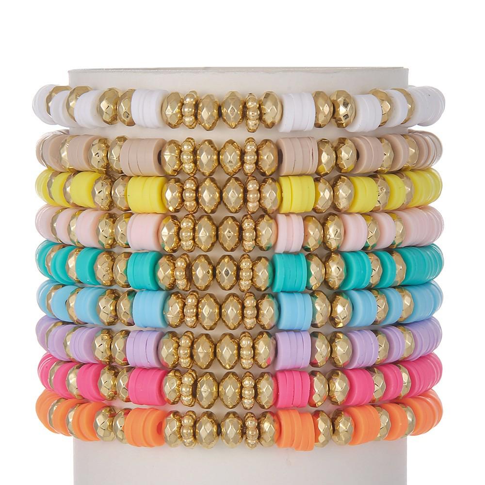 Taylor Swift Fan Colorful Soft Clay Bracelet Set - Handmade English Name Jewelry for Women