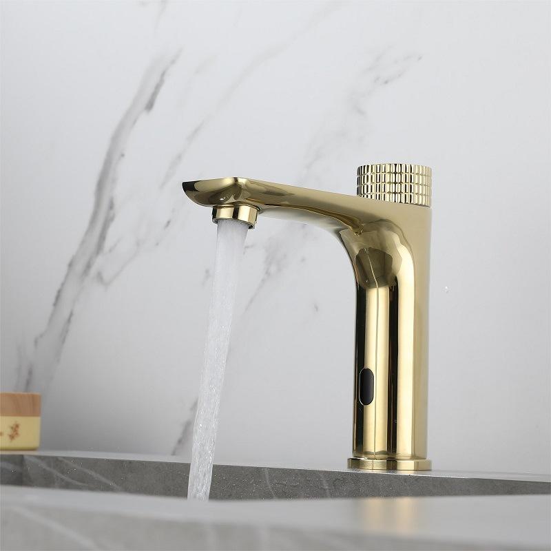 Messing Smart Sensor Badezimmer Waschtischarmatur Deckmontiert Kalt- und Warmwasser-Mischer Waschtischarmatur Kran Infrarot-Sensor