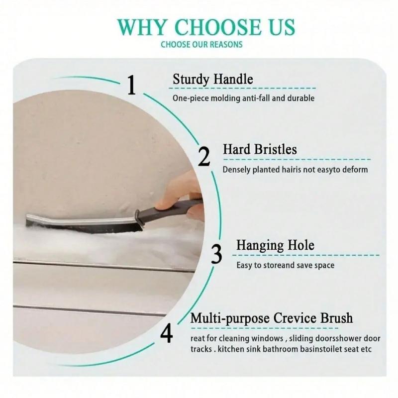 1 Pcs Long Handle Crevice Cleaning Brush: Designed For Hard-To-Reach Spaces Like Window Tracks, Sliding Door Grooves, Sink Edges, Faucet Bases