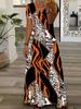 Women's Long Sleeve Dress with Geometric Animal Print In Multiple Patterns