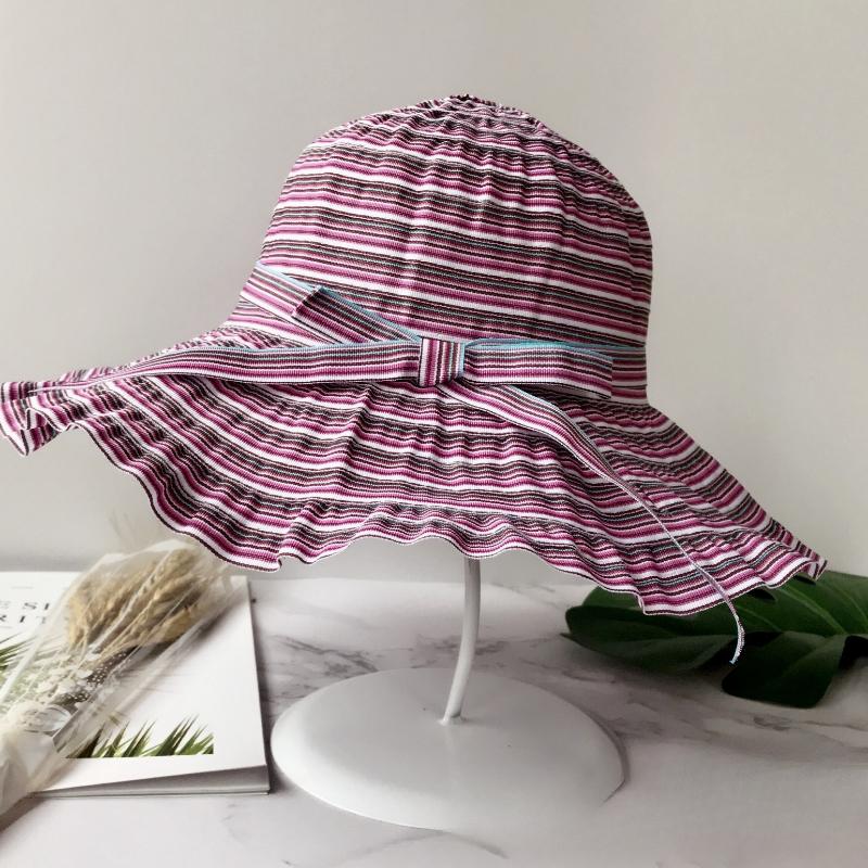 Pălărie de Soare cu Bor Larg cu Protecție UV pentru Femei, Pălărie Bucket Pliabilă de Exterior de Vară cu Dungi, Pălării de Pescar, Pălării Panama