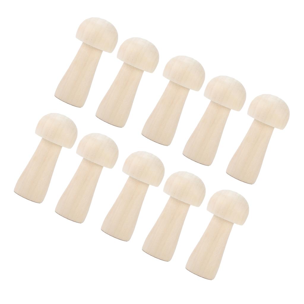 10pcs Mushroom Decor Cute Shape DIY Paintable Small Wooden Crafts for Preschoolers Kid