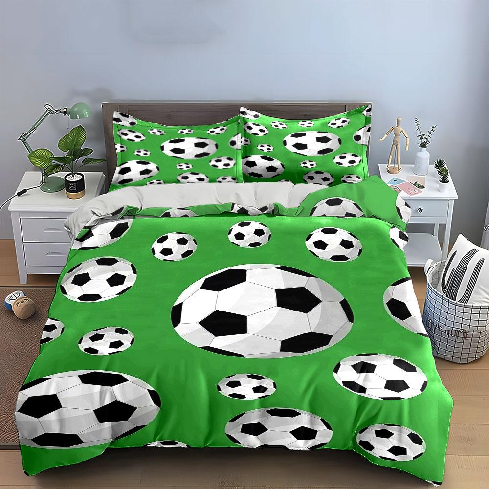 Soccer Ball Green Bedding Set Bedding Duvet Cover Set Duvet Cover Pillowcases (1 * Duvet Cover 2 * Pillowcases, without duvet insert)