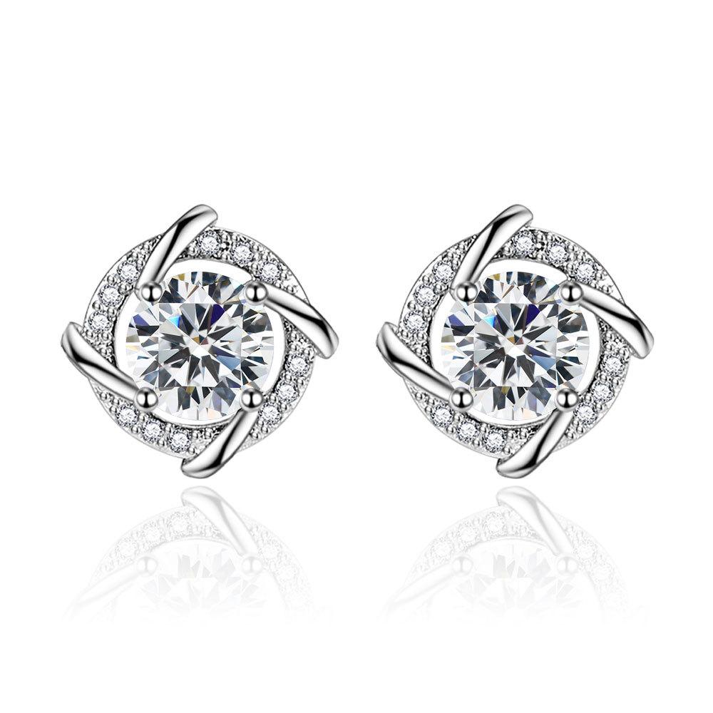 Tmall Four-Leaf Clover Pendant Necklace Stud Earrings Bracelet Set Women'S Diamond Windmill Rotating Lucky Earrings