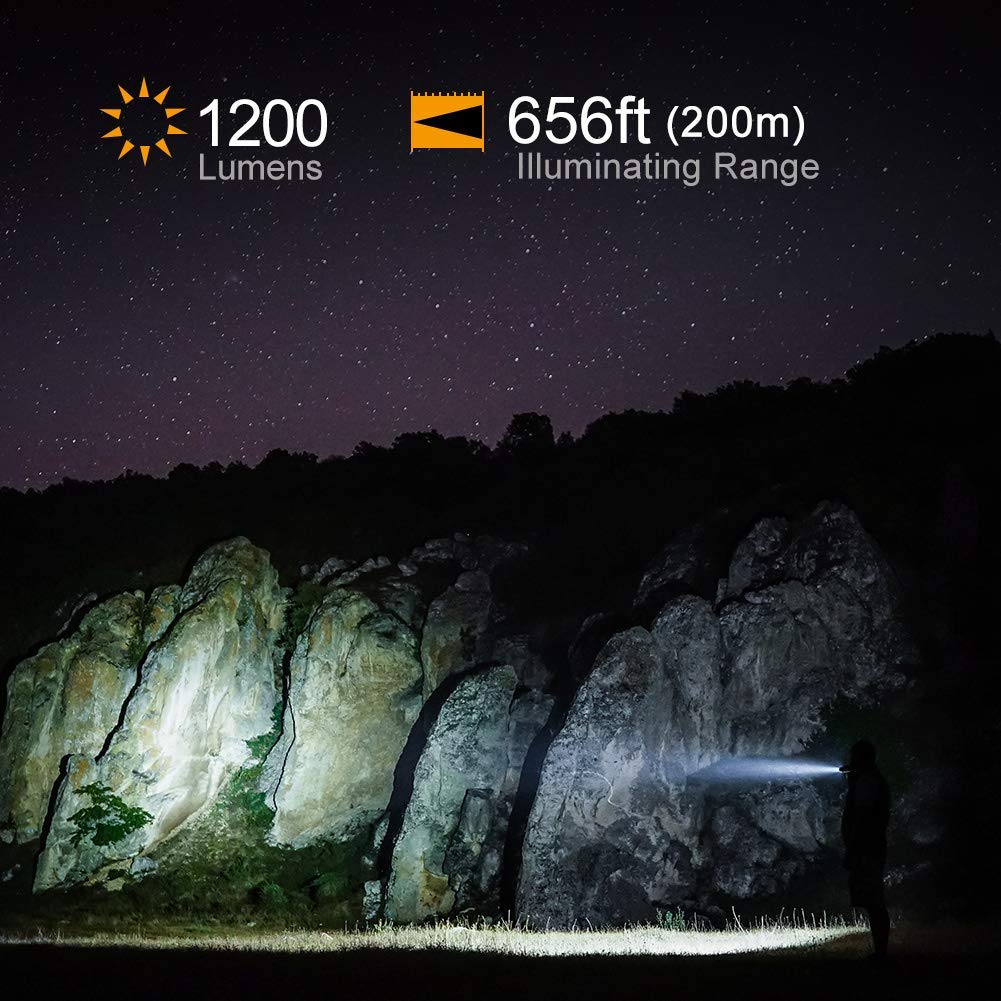 Tactical Flashlight High Brightness Waterproof LED Flashlight with Mounting Ring with 20mm Remote Push Switch Included (1200 Lumens, LED), (Compatible