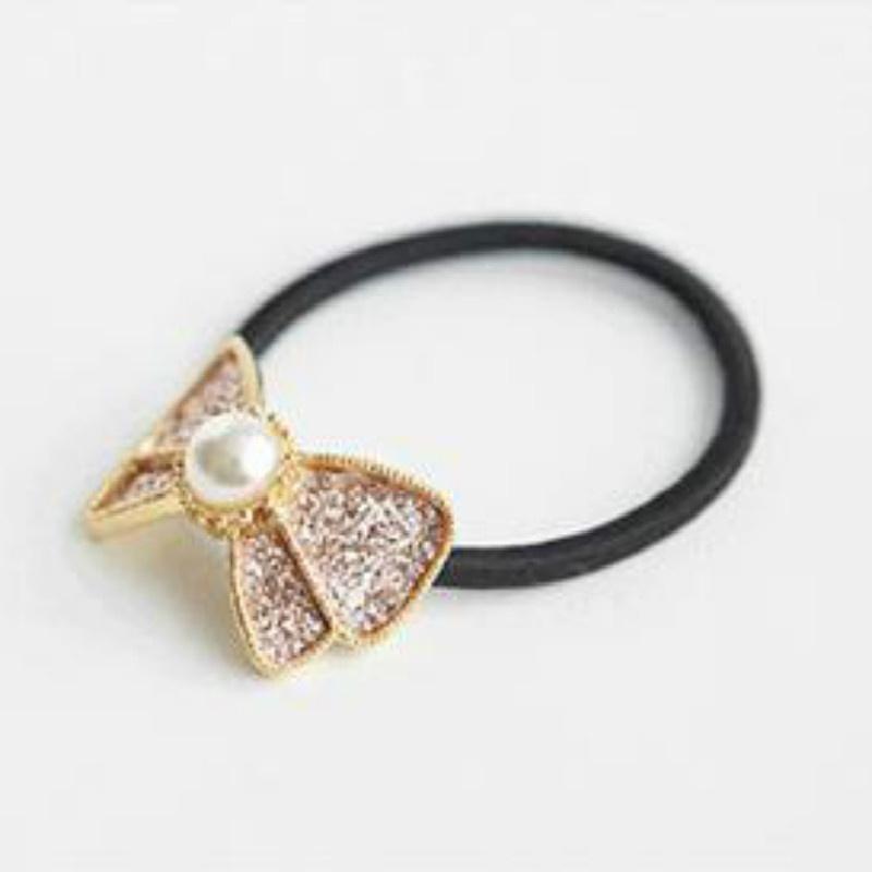 

Особистість Матовий перловий бант у формі гумки Стрічка для волосся кільце рожевий