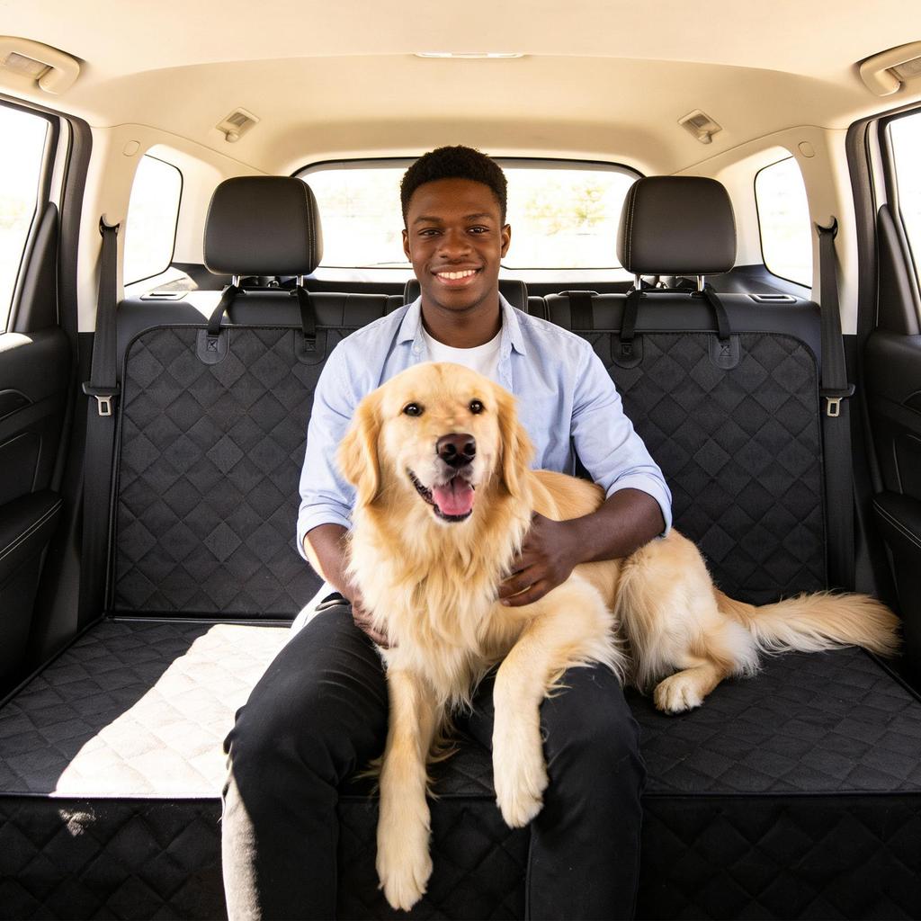 Dog Seat Cover Double Zipper Waterproof Adjustable Strap Seat Cover For Dogs In Car For RV Sedan Truck Vehicle Automotive