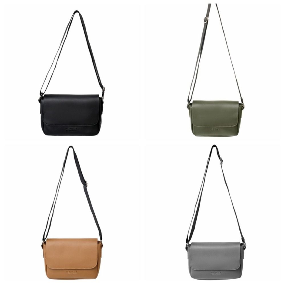 Square Men's Messenger Bag Solid Color Crossbody Bag Fashion PU Leather Shoulder Bag  Hiking