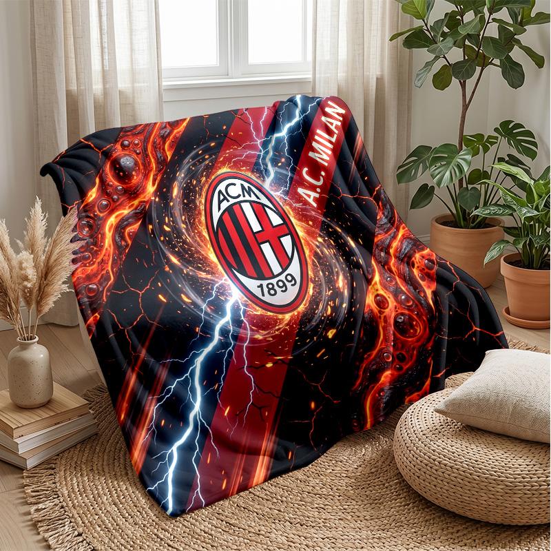 AC Milan Theme Blanket Soft Flannel Blanket Plush Throw Blanket Cozy Sofa Bed Blanket for Home Decor
